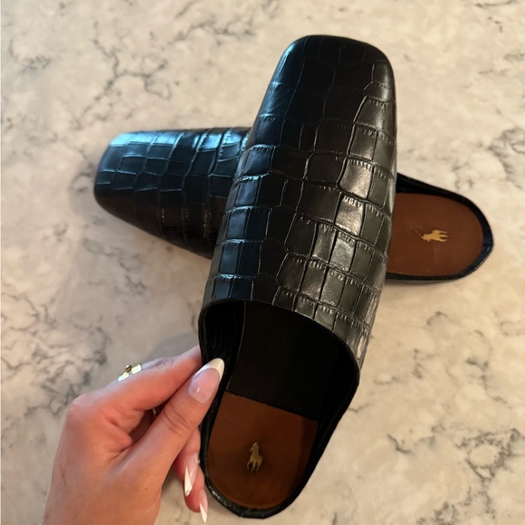 Ralph Lauren croc-embossed leather mules - Picture 3 of 3